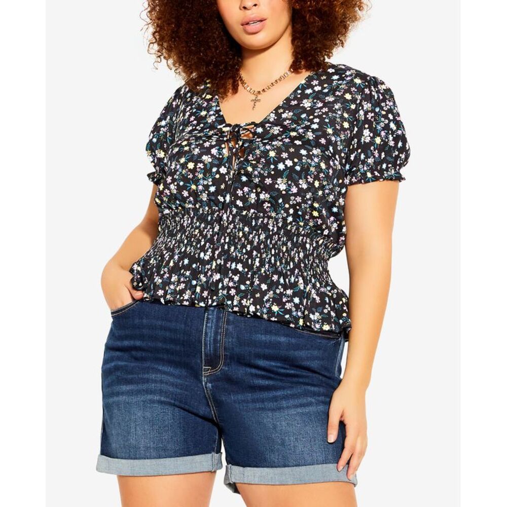 City Chic Trendy Plus Size Summer Daisy Top